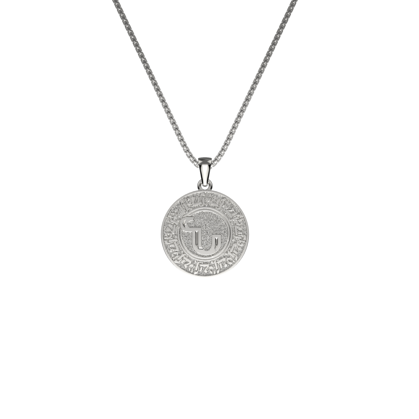 Silver Armenian Initial Coin Necklace
