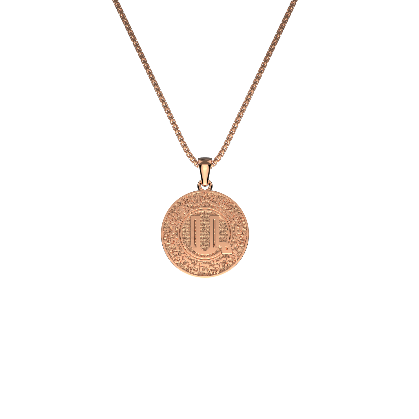 Rose Gold Armenian Initial Coin Necklace