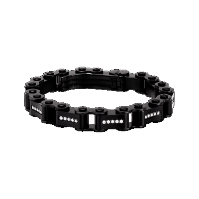 Thick Black PVD 'Tokyo' Bicycle Link Bracelet with 1.25 ct Diamond