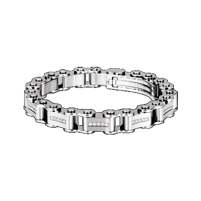 Thick Steel 'Doha' Bicycle Link Bracelet with 1.25ct Diamond