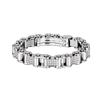 Thick Steel 'Doha' Bicycle Link Bracelet 2.63 ct Diamond