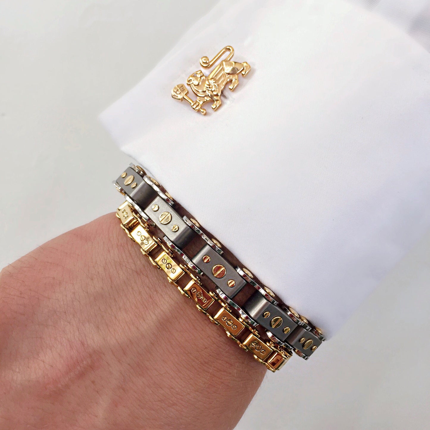 18K Rose Gold Lioness Cuff Links