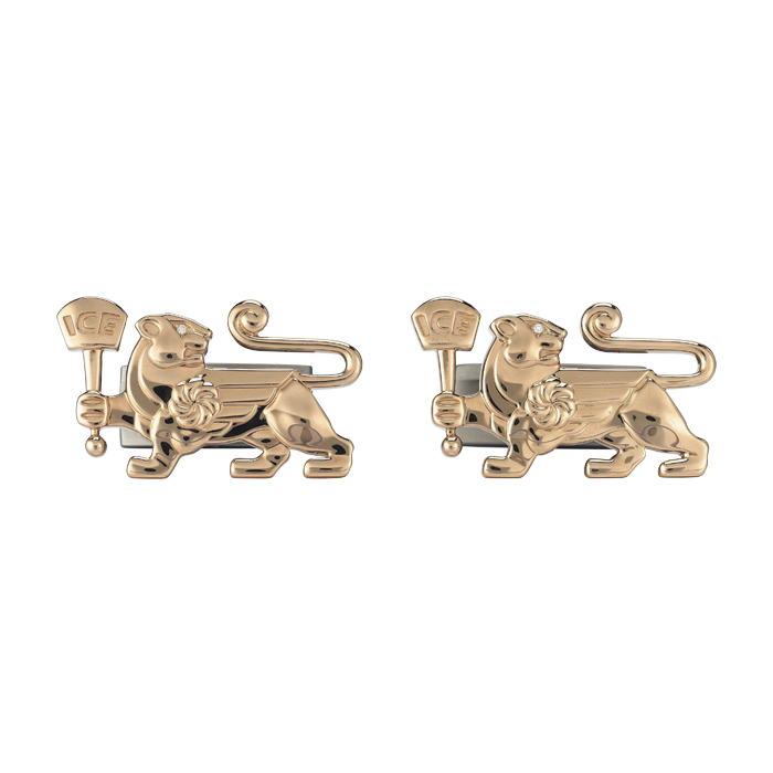 18K Rose Gold Lioness Cuff Links